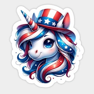 AmeriCorn Cute Unicorn Red White Blue Sticker